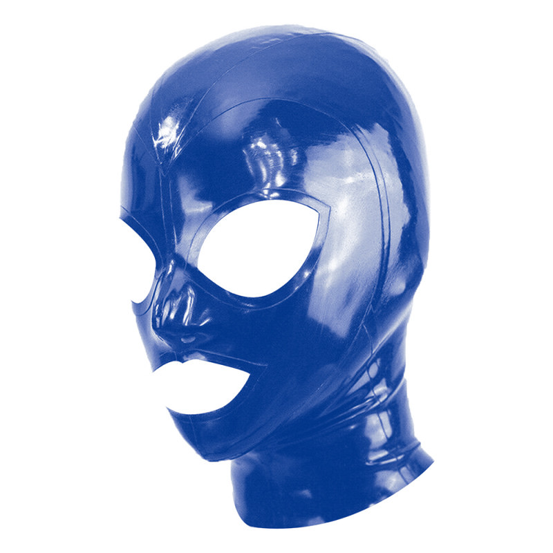 BDSMaster Cagoule en Latex Texie Bleu